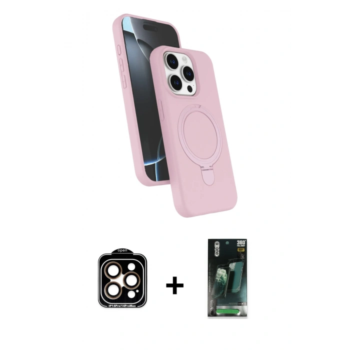 MARSİLYAN™- iPhone 15 Pro Max Kılıf İz Işık Koleksiyonu - Şeffaf 360 Full Body Arka Koruyucu + PVD Metal Kamera Lens - TU