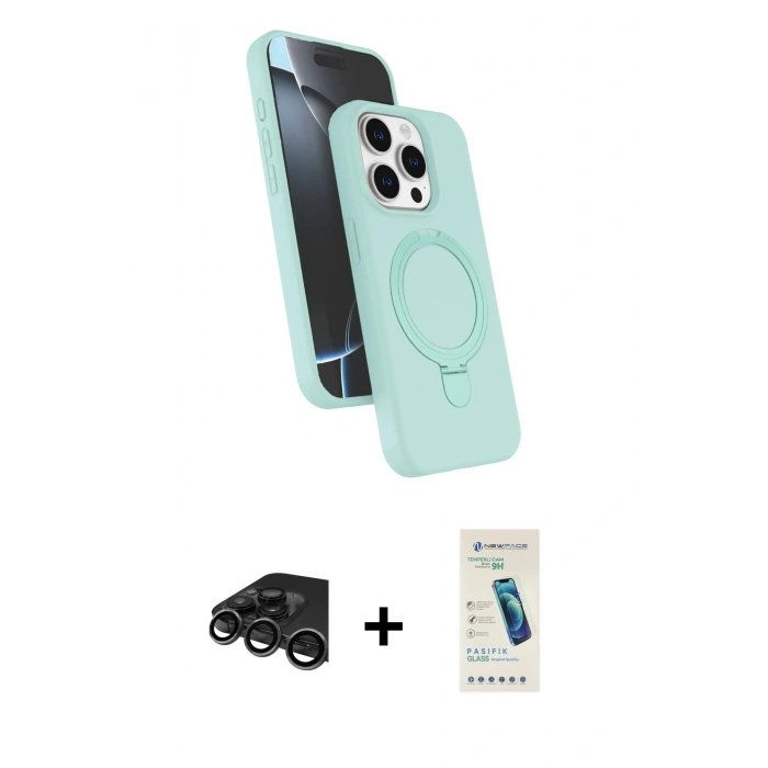 MARSİLYAN™- iPhone 15 Pro Max Kılıf İz Işık Koleksiyonu - Şeffaf Pasifik Cam Ekran Koruyucu + Raze Metal Kamera Lens - TMGI
