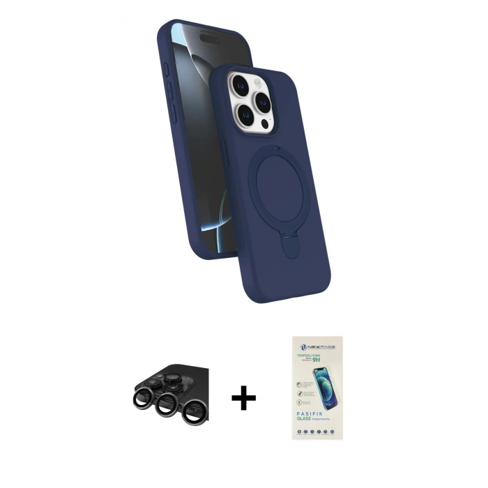 MARSİLYAN™- iPhone 15 Pro Max Kılıf İz Işık Koleksiyonu - Şeffaf Pasifik Cam Ekran Koruyucu + Raze Metal Kamera Lens - TMGI