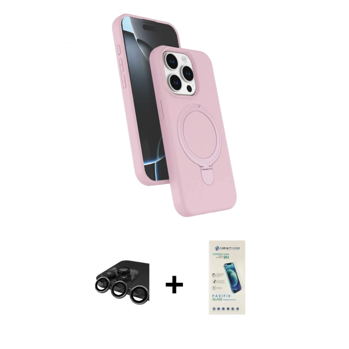 MARSİLYAN™- iPhone 15 Pro Max Kılıf İz Işık Koleksiyonu - Şeffaf Pasifik Cam Ekran Koruyucu + Raze Metal Kamera Lens - TMGI