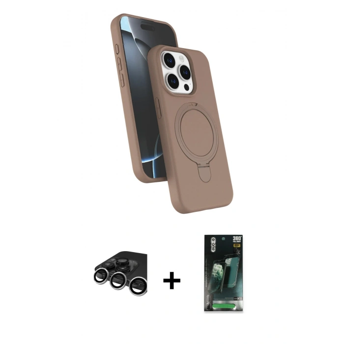 MARSİLYAN™- iPhone 15 Pro Max Kılıf İz Işık Koleksiyonu - Siyah 360 Mat Full Body Arka Koruyucu + Raze Metal Kamera Lens - GS
