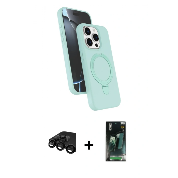 MARSİLYAN™- iPhone 15 Pro Max Kılıf İz Işık Koleksiyonu - Siyah 360 Mat Full Body Arka Koruyucu + Raze Metal Kamera Lens - SH