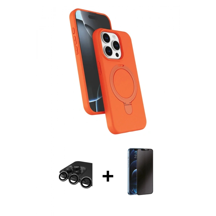 MARSİLYAN™- iPhone 15 Pro Max Kılıf İz Işık Koleksiyonu - Siyah 3D Antistatik Hayalet Cam Ekran Koruyucu + Raze Metal Kamera Lens - TMGI