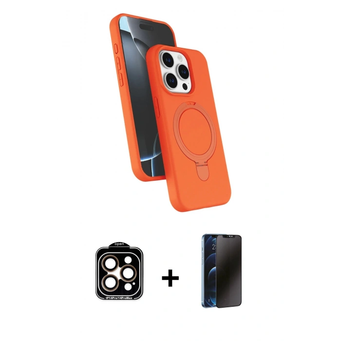 MARSİLYAN™- iPhone 15 Pro Max Kılıf İz Işık Koleksiyonu - Siyah 3D Antistatik Hayalet Cam Ekran Koruyucu + PVD Metal Kamera Lens - TU