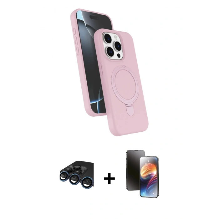 MARSİLYAN™- iPhone 15 Pro Max Kılıf İz Işık Koleksiyonu - Siyah 3D Antistatik Mat Seramik Nano Ekran Koruyucu + Raze Metal Kamera Lens - LT