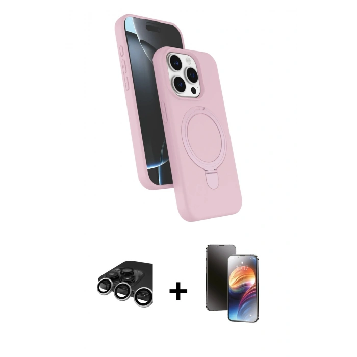 MARSİLYAN™- iPhone 15 Pro Max Kılıf İz Işık Koleksiyonu - Siyah 3D Antistatik Mat Seramik Nano Ekran Koruyucu + Raze Metal Kamera Lens - GS