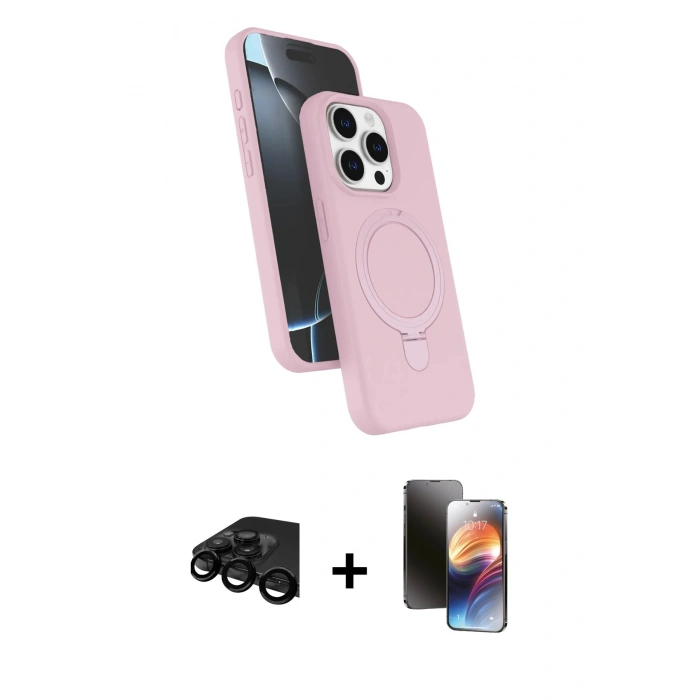 MARSİLYAN™- iPhone 15 Pro Max Kılıf İz Işık Koleksiyonu - Siyah 3D Antistatik Mat Seramik Nano Ekran Koruyucu + Raze Metal Kamera Lens - SH