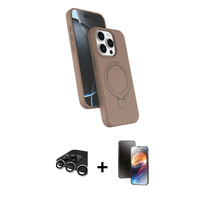 MARSİLYAN™- iPhone 15 Pro Max Kılıf İz Işık Koleksiyonu - Siyah 3D Antistatik Mat Seramik Nano Ekran Koruyucu + Raze Metal Kamera Lens - GS