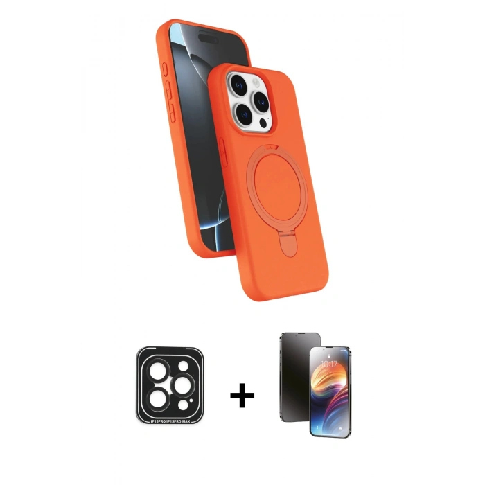 MARSİLYAN™- iPhone 15 Pro Max Kılıf İz Işık Koleksiyonu - Siyah 3D Antistatik Mat Seramik Nano Ekran Koruyucu + PVD Metal Kamera Lens - SH
