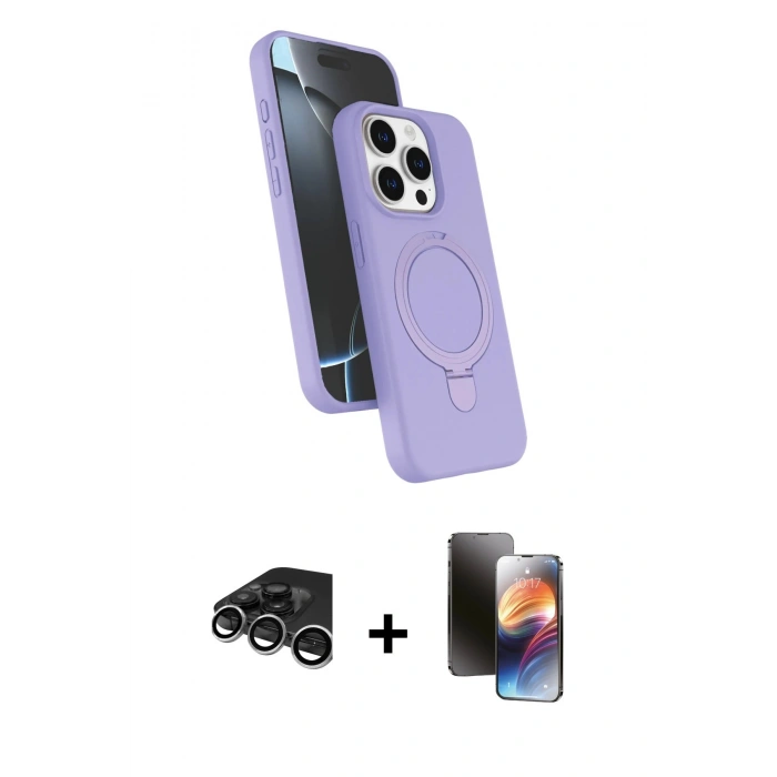 MARSİLYAN™- iPhone 15 Pro Max Kılıf İz Işık Koleksiyonu - Siyah 3D Antistatik Mat Seramik Nano Ekran Koruyucu + Raze Metal Kamera Lens - GS