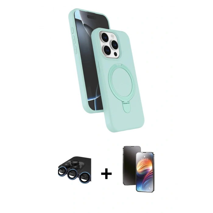 MARSİLYAN™- iPhone 15 Pro Max Kılıf İz Işık Koleksiyonu - Siyah 3D Antistatik Mat Seramik Nano Ekran Koruyucu + Raze Metal Kamera Lens - LT