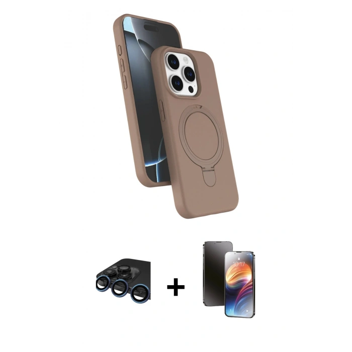 MARSİLYAN™- iPhone 15 Pro Max Kılıf İz Işık Koleksiyonu - Siyah 3D Antistatik Mat Seramik Nano Ekran Koruyucu + Raze Metal Kamera Lens - LT