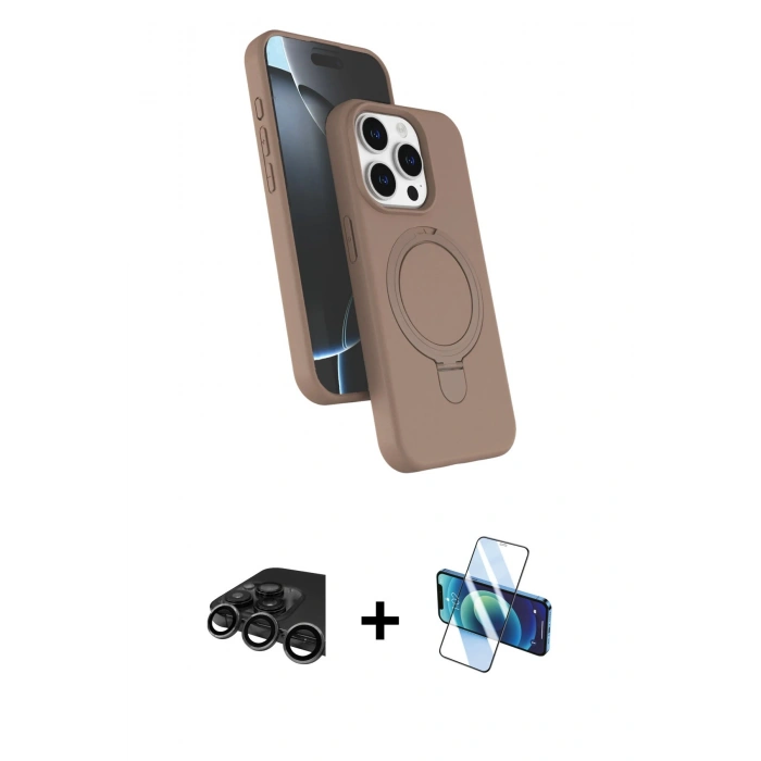MARSİLYAN™- iPhone 15 Pro Max Kılıf İz Işık Koleksiyonu - Siyah 3D Antistatik Seramik Nano Ekran Koruyucu + Raze Metal Kamera Lens - TMGI