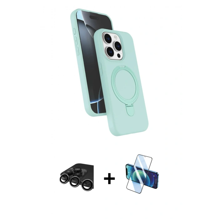 MARSİLYAN™- iPhone 15 Pro Max Kılıf İz Işık Koleksiyonu - Siyah 3D Antistatik Seramik Nano Ekran Koruyucu + Raze Metal Kamera Lens - TMGI
