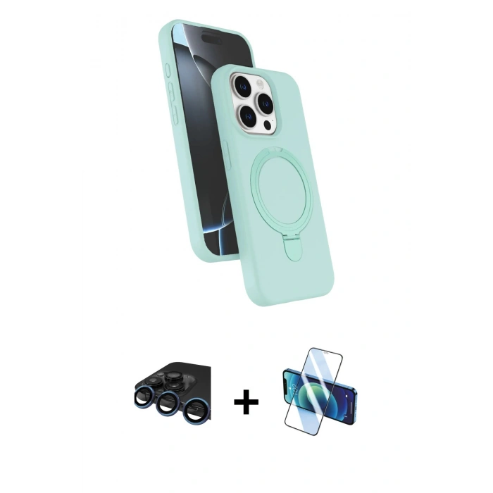 MARSİLYAN™- iPhone 15 Pro Max Kılıf İz Işık Koleksiyonu - Siyah 3D Antistatik Seramik Nano Ekran Koruyucu + Raze Metal Kamera Lens - LT