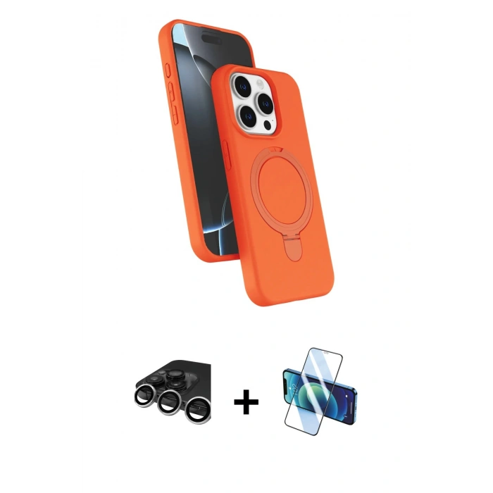 MARSİLYAN™- iPhone 15 Pro Max Kılıf İz Işık Koleksiyonu - Siyah 3D Antistatik Seramik Nano Ekran Koruyucu + Raze Metal Kamera Lens - GS