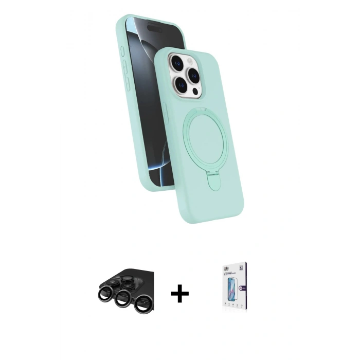 MARSİLYAN™- iPhone 15 Pro Max Kılıf İz Işık Koleksiyonu - Siyah Bilvis 0.18mm Plus Cam Ekran Koruyucu + Raze Metal Kamera Lens - TMGI