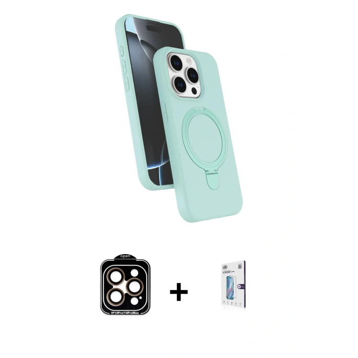 MARSİLYAN™- iPhone 15 Pro Max Kılıf İz Işık Koleksiyonu - Siyah Bilvis 0.18mm Plus Cam Ekran Koruyucu + PVD Metal Kamera Lens - TU