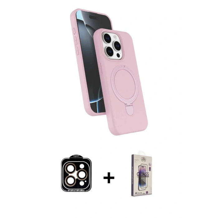 MARSİLYAN™- iPhone 15 Pro Max Kılıf İz Işık Koleksiyonu - Siyah Bilvis 3D Cam Ekran Koruyucu + PVD Metal Kamera Lens - TU