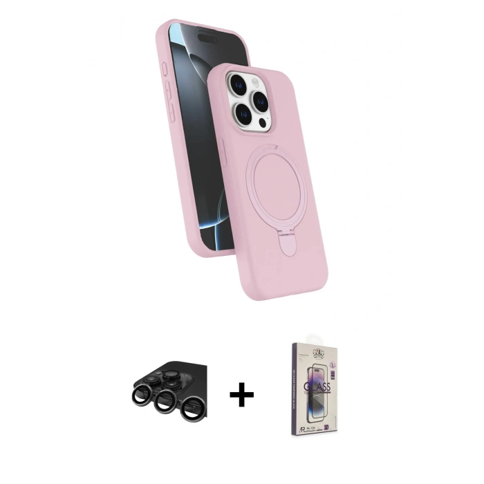 MARSİLYAN™- iPhone 15 Pro Max Kılıf İz Işık Koleksiyonu - Siyah Bilvis 3D Cam Ekran Koruyucu + Raze Metal Kamera Lens - TMGI