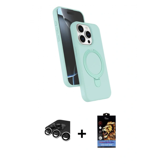 MARSİLYAN™- iPhone 15 Pro Max Kılıf İz Işık Koleksiyonu - Siyah Buffer Hayalet Cam Ekran Koruyucu + Raze Metal Kamera Lens - GS