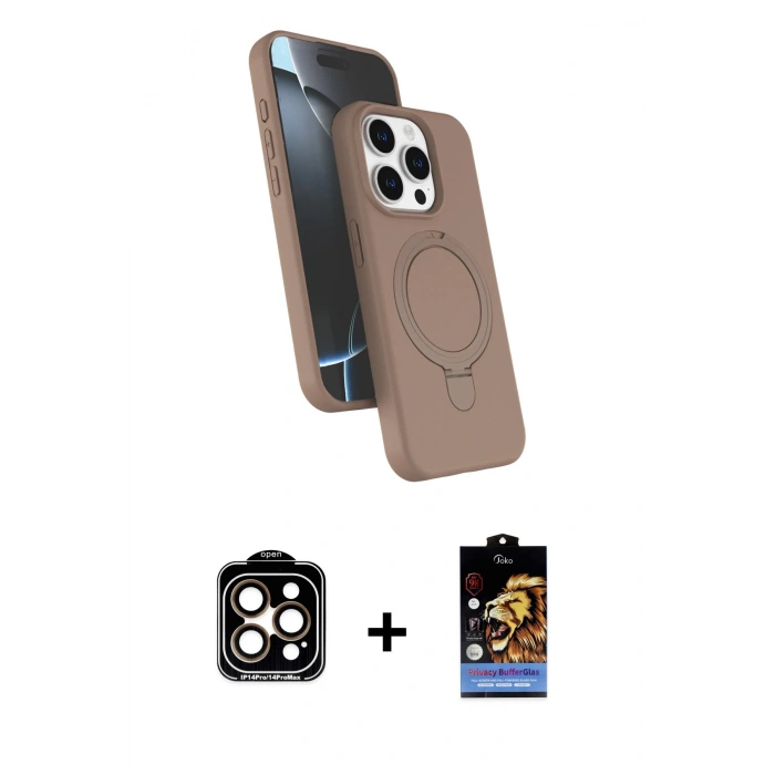 MARSİLYAN™- iPhone 15 Pro Max Kılıf İz Işık Koleksiyonu - Siyah Buffer Hayalet Cam Ekran Koruyucu + PVD Metal Kamera Lens - TU