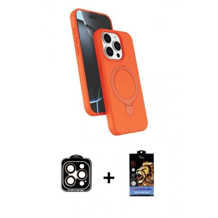 MARSİLYAN™- iPhone 15 Pro Max Kılıf İz Işık Koleksiyonu - Siyah Buffer Hayalet Cam Ekran Koruyucu + PVD Metal Kamera Lens - TU