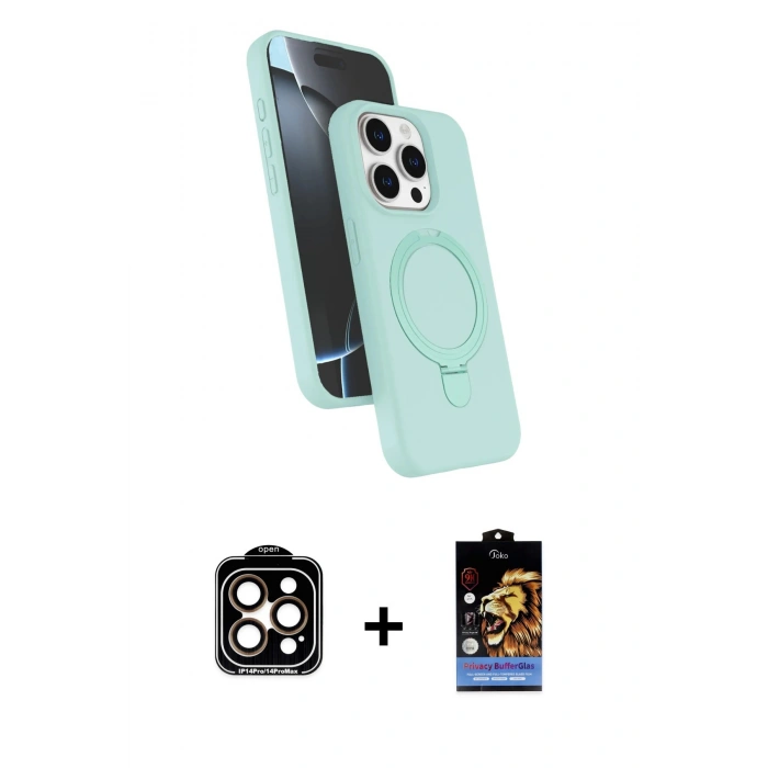 MARSİLYAN™- iPhone 15 Pro Max Kılıf İz Işık Koleksiyonu - Siyah Buffer Hayalet Cam Ekran Koruyucu + PVD Metal Kamera Lens - TU