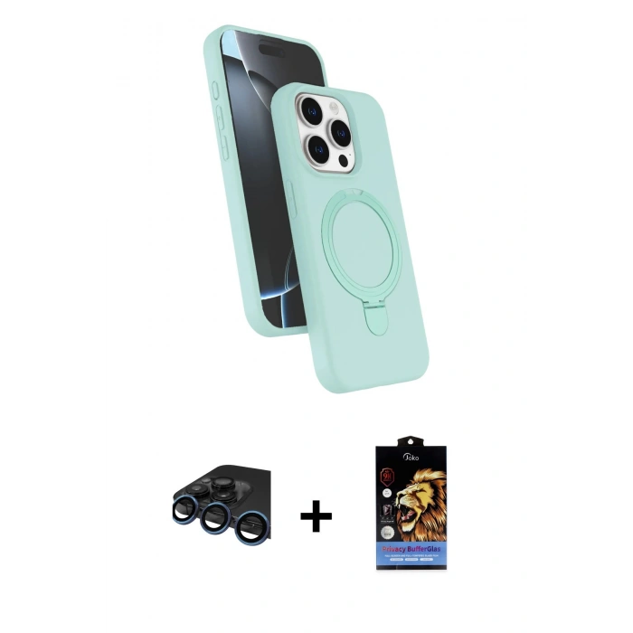 MARSİLYAN™- iPhone 15 Pro Max Kılıf İz Işık Koleksiyonu - Siyah Buffer Hayalet Cam Ekran Koruyucu + Raze Metal Kamera Lens - LT