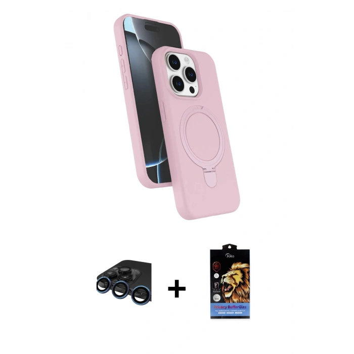 MARSİLYAN™- iPhone 15 Pro Max Kılıf İz Işık Koleksiyonu - Siyah Buffer Hayalet Cam Ekran Koruyucu + Raze Metal Kamera Lens - LT