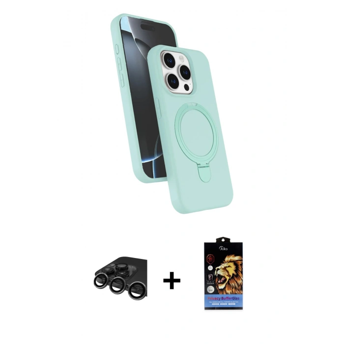 MARSİLYAN™- iPhone 15 Pro Max Kılıf İz Işık Koleksiyonu - Siyah Buffer Hayalet Cam Ekran Koruyucu + Raze Metal Kamera Lens - TMGI
