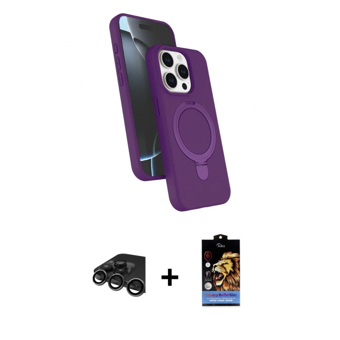 MARSİLYAN™- iPhone 15 Pro Max Kılıf İz Işık Koleksiyonu - Siyah Buffer Hayalet Cam Ekran Koruyucu + Raze Metal Kamera Lens - TMGI