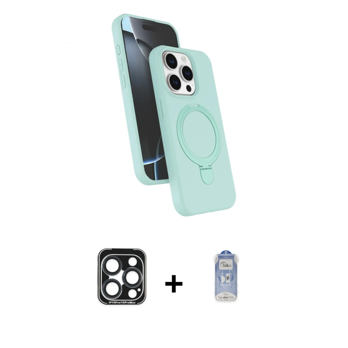 MARSİLYAN™- iPhone 15 Pro Max Kılıf İz Işık Koleksiyonu - Siyah Joko Magic 5D Cam + PVD Metal Kamera Lens - LT