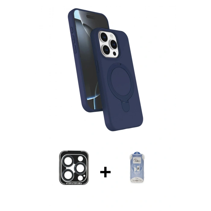 MARSİLYAN™- iPhone 15 Pro Max Kılıf İz Işık Koleksiyonu - Siyah Joko Magic 5D Cam + PVD Metal Kamera Lens - LT