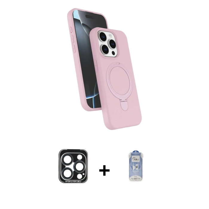 MARSİLYAN™- iPhone 15 Pro Max Kılıf İz Işık Koleksiyonu - Siyah Joko Magic 5D Cam + PVD Metal Kamera Lens - LT