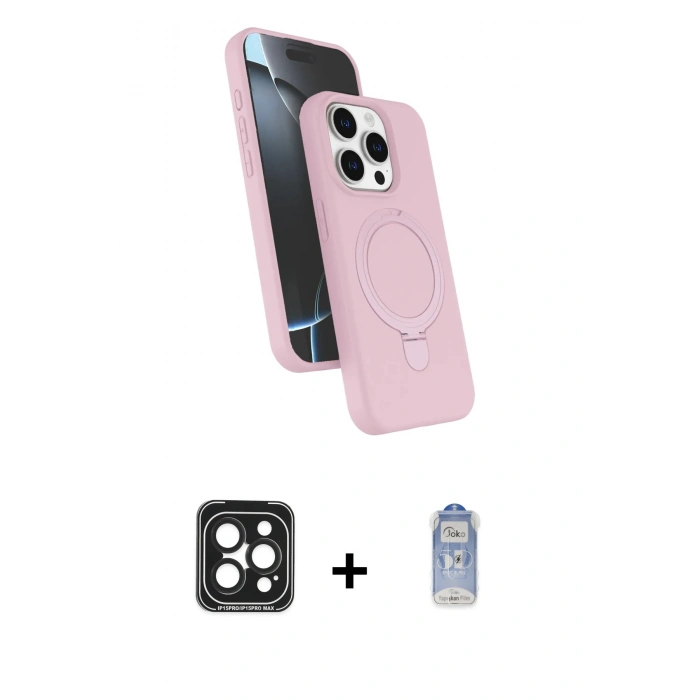 MARSİLYAN™- iPhone 15 Pro Max Kılıf İz Işık Koleksiyonu - Siyah Joko Magic 5D Cam + PVD Metal Kamera Lens - SH