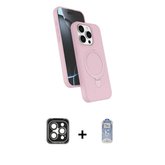 MARSİLYAN™- iPhone 15 Pro Max Kılıf İz Işık Koleksiyonu - Siyah Joko Magic 5D Cam + PVD Metal Kamera Lens - GI