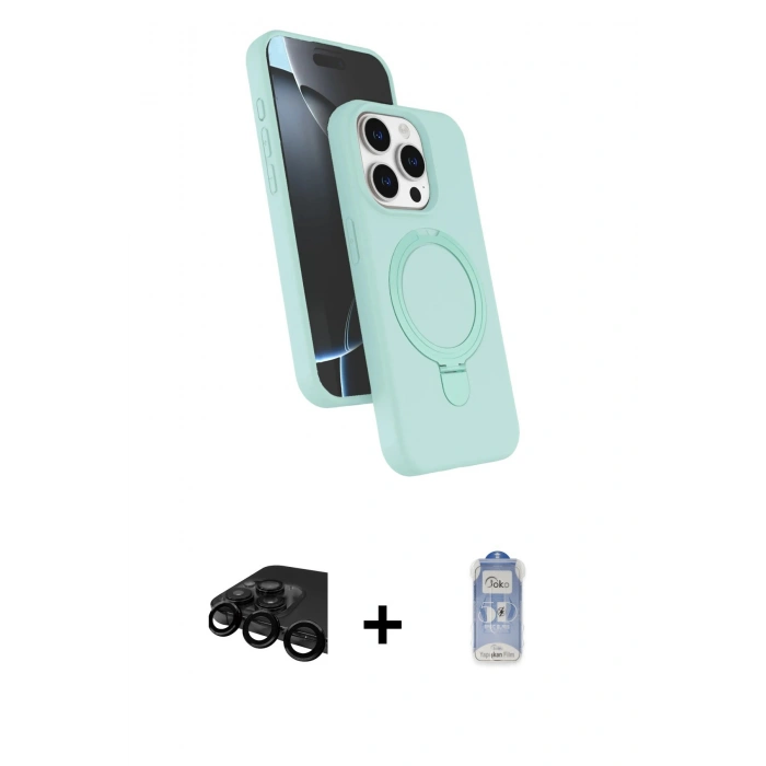 MARSİLYAN™- iPhone 15 Pro Max Kılıf İz Işık Koleksiyonu - Siyah Joko Magic 5D Cam + Raze Metal Kamera Lens - SH