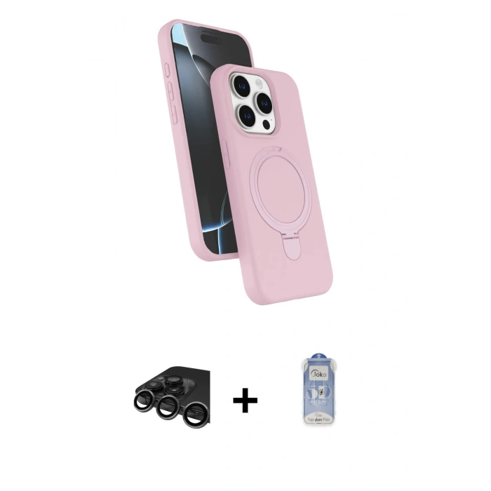 MARSİLYAN™- iPhone 15 Pro Max Kılıf İz Işık Koleksiyonu - Siyah Joko Magic 5D Cam + Titanyum Gri Raze Metal Kamera Lens