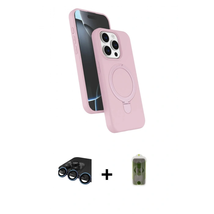 MARSİLYAN™- iPhone 15 Pro Max Kılıf İz Işık Koleksiyonu - Siyah Joko Magic 5D Hayalet Cam + Raze Metal Kamera Lens - LT
