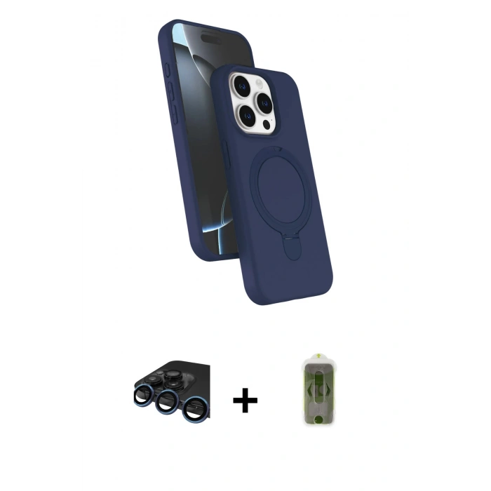 MARSİLYAN™- iPhone 15 Pro Max Kılıf İz Işık Koleksiyonu - Siyah Joko Magic 5D Hayalet Cam + Raze Metal Kamera Lens - LT