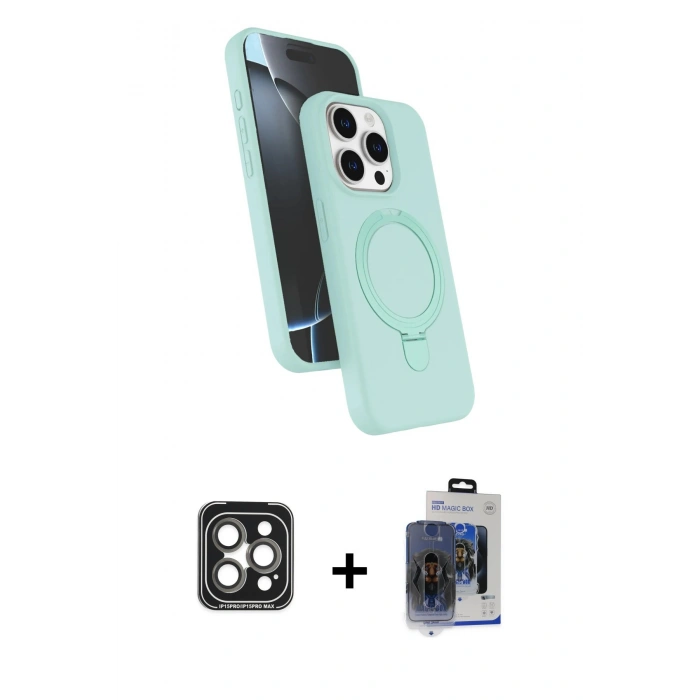 MARSİLYAN™- iPhone 15 Pro Max Kılıf İz Işık Koleksiyonu - Siyah Vanessa Magic Cam + PVD Metal Kamera Lens - GI