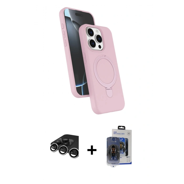 MARSİLYAN™- iPhone 15 Pro Max Kılıf İz Işık Koleksiyonu - Siyah Vanessa Magic Cam + Raze Metal Kamera Lens - GS