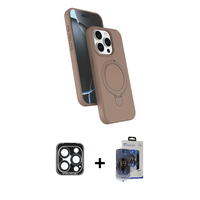 MARSİLYAN™- iPhone 15 Pro Max Kılıf İz Işık Koleksiyonu - Siyah Vanessa Magic Cam + PVD Metal Kamera Lens - LT
