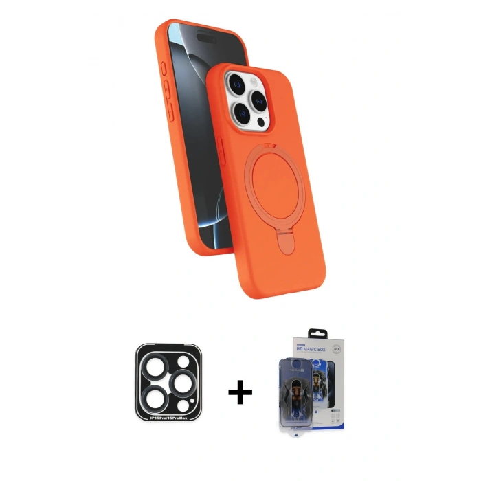 MARSİLYAN™- iPhone 15 Pro Max Kılıf İz Işık Koleksiyonu - Siyah Vanessa Magic Cam + PVD Metal Kamera Lens - LT