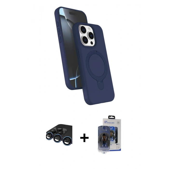 MARSİLYAN™- iPhone 15 Pro Max Kılıf İz Işık Koleksiyonu - Siyah Vanessa Magic Cam + Raze Metal Kamera Lens - LT