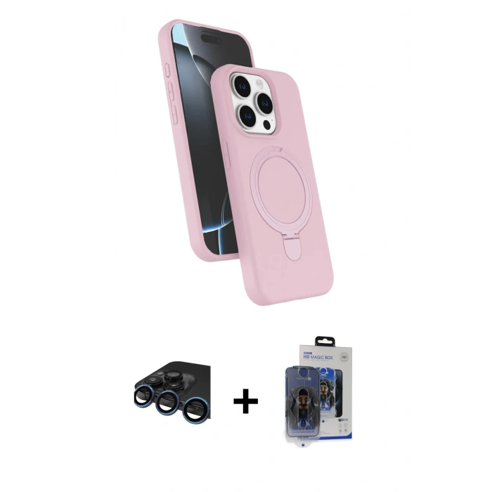 MARSİLYAN™- iPhone 15 Pro Max Kılıf İz Işık Koleksiyonu - Siyah Vanessa Magic Cam + Raze Metal Kamera Lens - LT