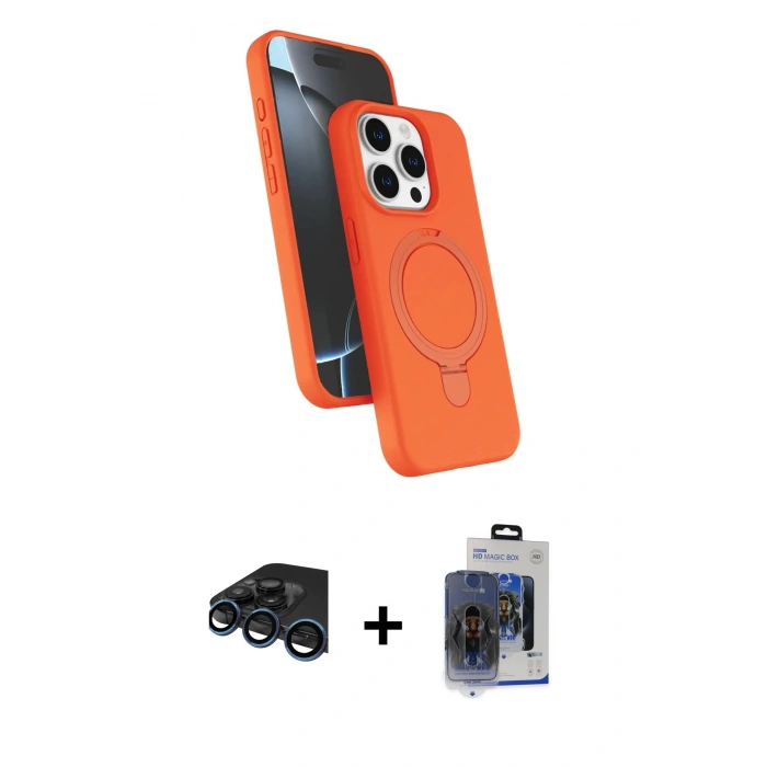 MARSİLYAN™- iPhone 15 Pro Max Kılıf İz Işık Koleksiyonu - Siyah Vanessa Magic Cam + Raze Metal Kamera Lens - LT