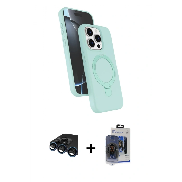 MARSİLYAN™- iPhone 15 Pro Max Kılıf İz Işık Koleksiyonu - Siyah Vanessa Magic Cam + Raze Metal Kamera Lens - LT