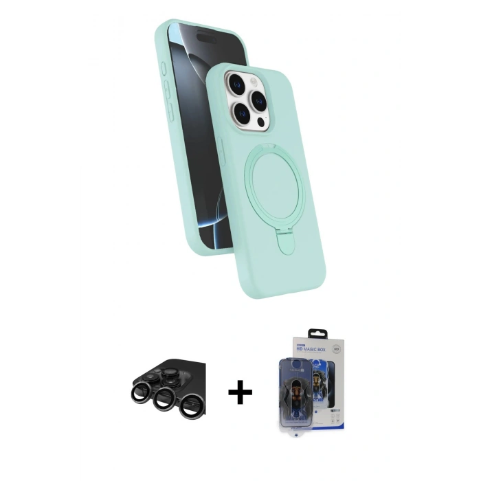 MARSİLYAN™- iPhone 15 Pro Max Kılıf İz Işık Koleksiyonu - Siyah Vanessa Magic Cam + Titanyum Gri Raze Metal Kamera Lens